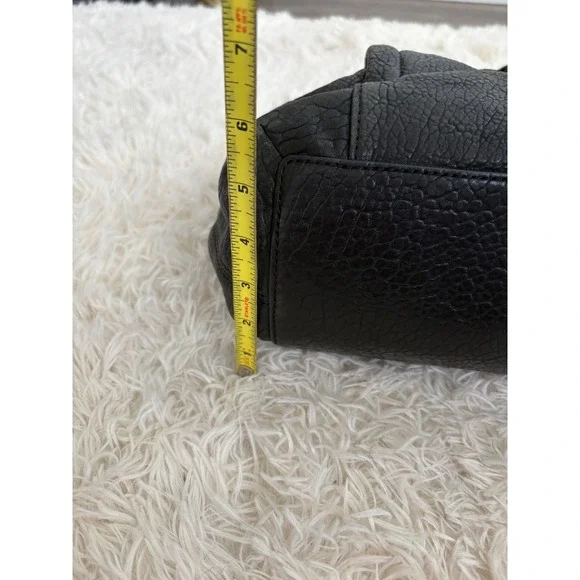 Ella Moss Black Leather Bucket Bag Hobo Purse Tassel Drawstring Shoulder Bag - Picture 5 of 10